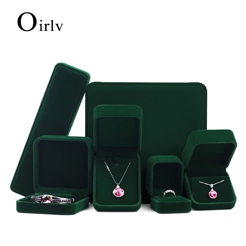 Oirlv Trang sức nhung Nhẫn Bông tai Vòng tay Vòng đeo tay Mặt dây chuyền Vòng cổ Người tổ chức Hộp lưu trữ cho lễ đính hôn Kỷ niệm ngày cưới Bạn gái Bạn trai Hộp quà sinh nhật H070