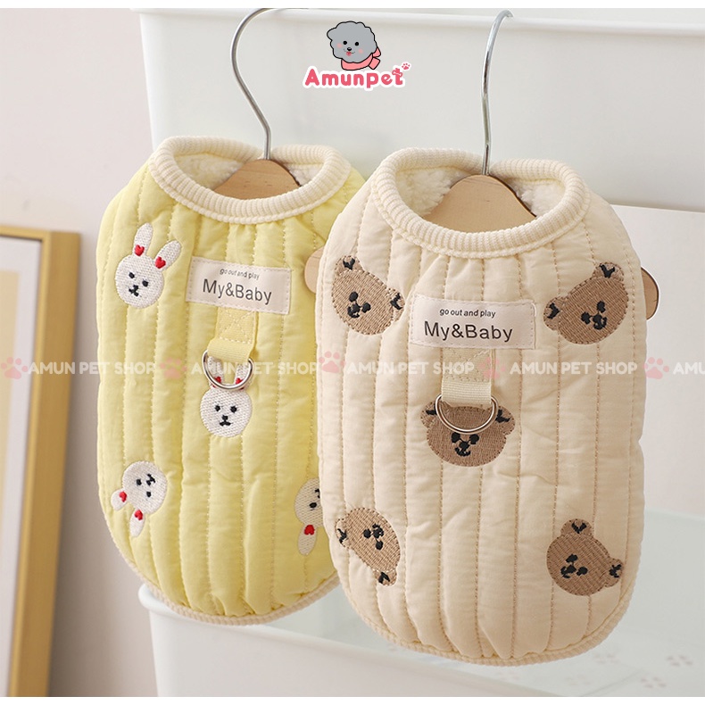 Áo Khoác Vest Cho Chó Mèo Có Móc Dây Dắt Áo Khoác Lông Quần Áo Mùa Đông Cho Thú Cưng Cao Cấp Giá Rẻ AmunPet