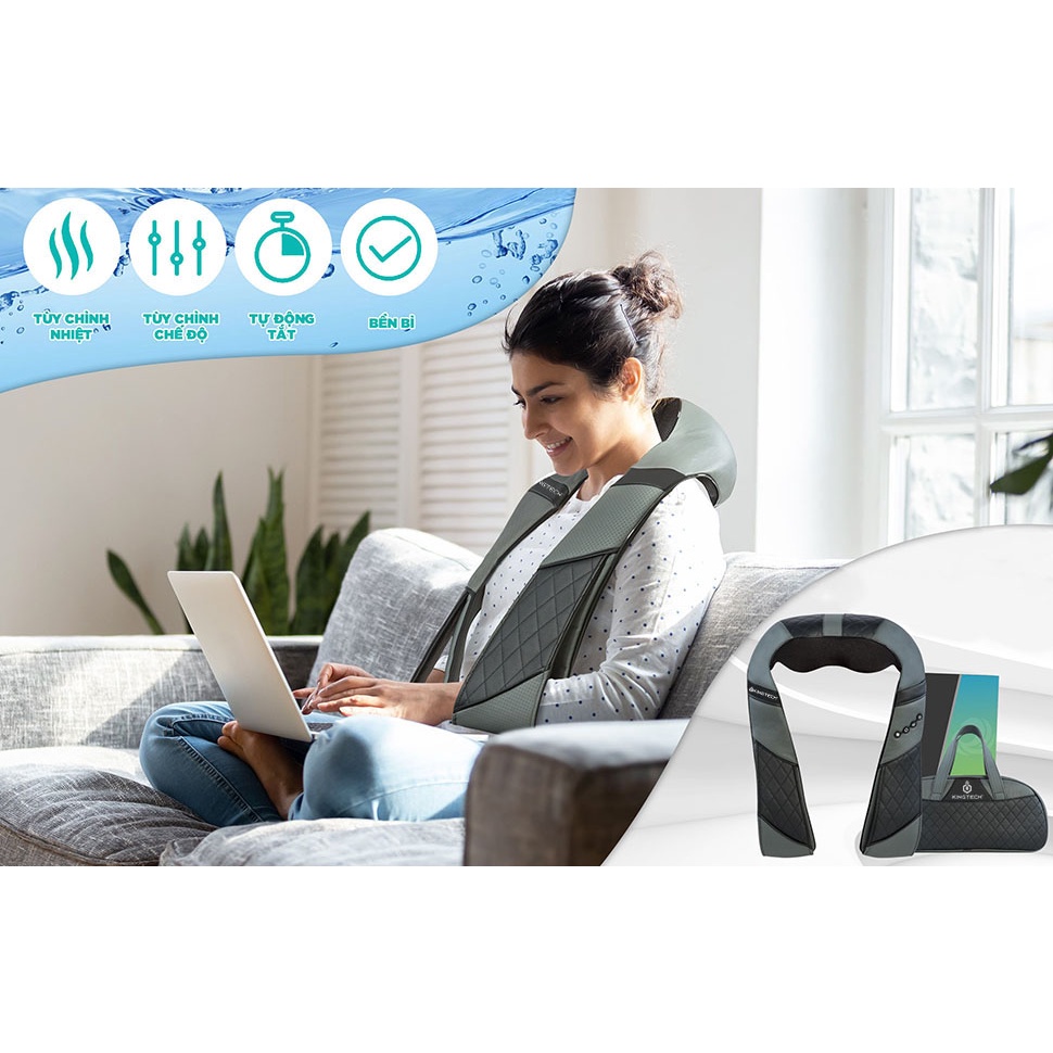 Máy Massage Cổ Vai Gáy Chuyên Sâu KINGTECH KS-460, Chức Nhiệt Hồng Ngoại, Xoay Đảo Chiều - Quà Tặng Nam Nữ