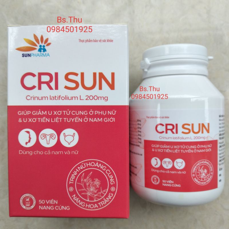 Combo 2 lọ CRI SUN mỗi lọ 50 viên - CRISUN chiết xuất trinh nữ hoàng cung, hỗ trợ giảm u xơ và tiểu đêm ở nam và nữ