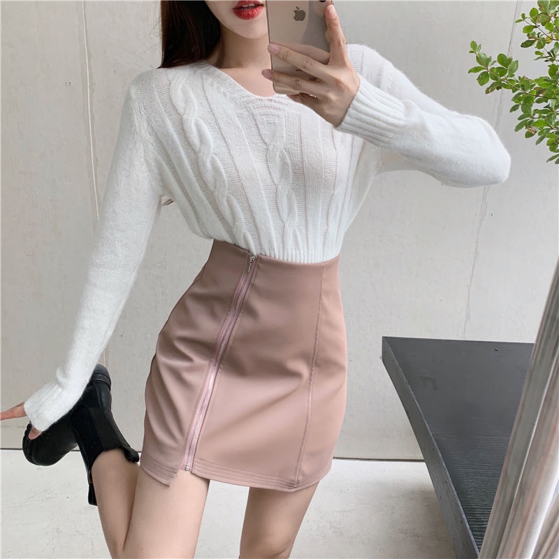 Chân Váy Da Lưng Cao Dáng Chữ A Thời Trang 2022 Dành Cho Nữ