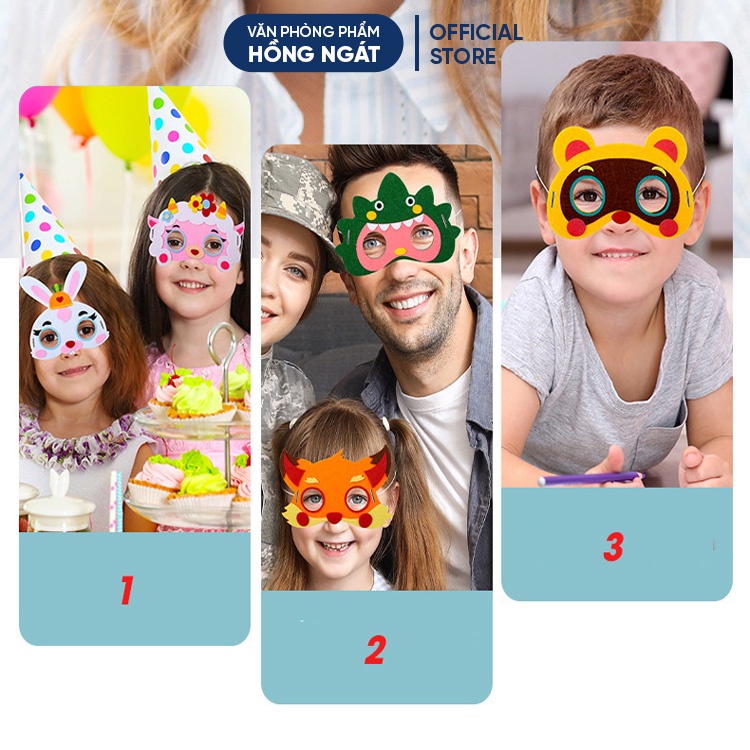 Mặt nạ trung thu cho bé, mặt nạ vải dạ hình các con vật tự trang trí phù hợp cho các mùa lễ hội hallowen tết TT03