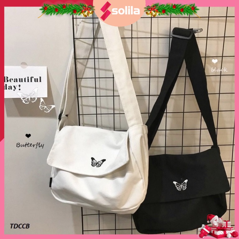 Túi tote đeo chéo thêu bướm butterfly unisex nam nữ Hàn Quốc - DC4 -Solila.vn