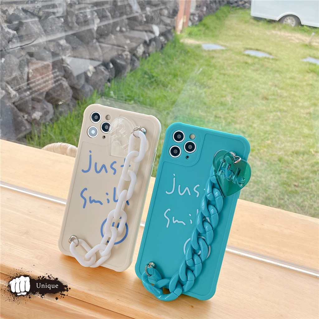 Ốp Điện Thoại In Chữ Tiếng Anh Kèm Dây Đeo Tay Hình Mặt Cười Xinh Xắn Cho Iphone 11 | BigBuy360 - bigbuy360.vn