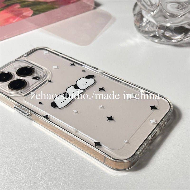 Ốp điện thoại silicon viền thẳng chống rơi hình cún con thích hợp cho Iphone13 Apple 11 Xr 12 Xs 8p 5pxy