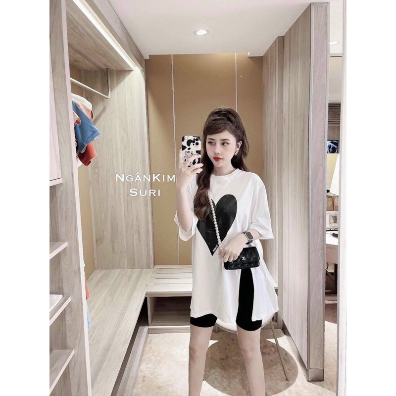 Set áo tim cực chất + quần leging lửng