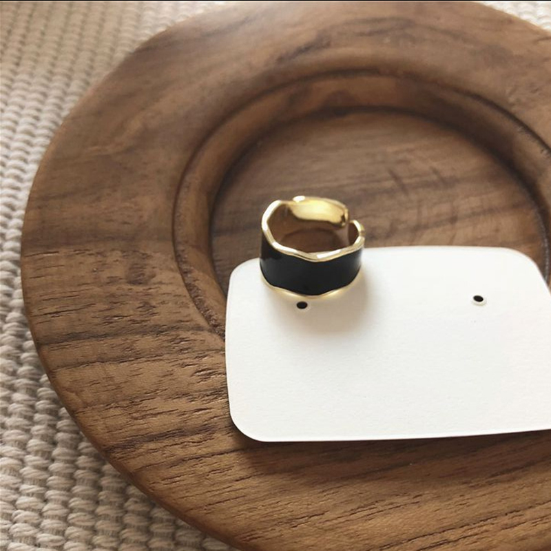 Nhẫn hở tráng men phong cách Vintage đơn giản Hàn Quốc