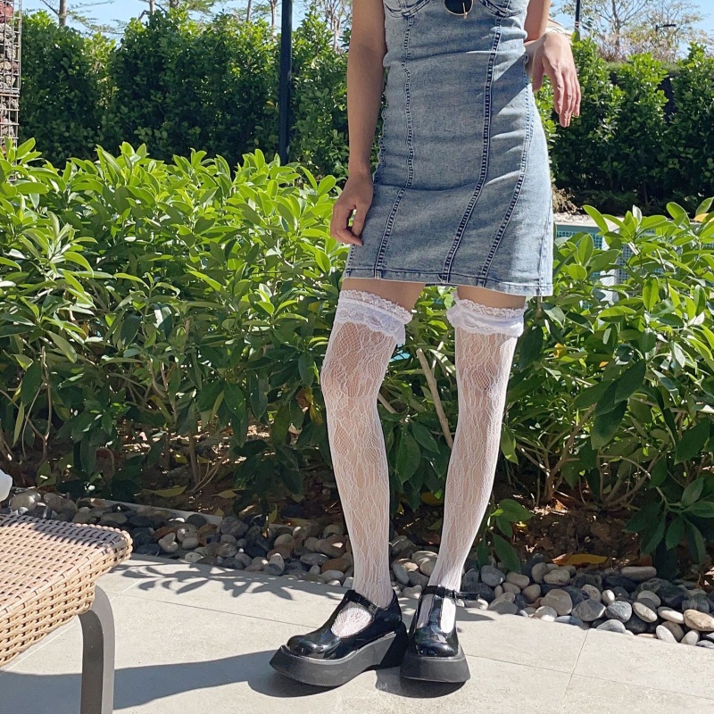 XIXI Tất Chân Cao Qua Gối Phối Ren Phong Cách Lolita Nhật Bản Dễ Thương Dành Cho Nữ