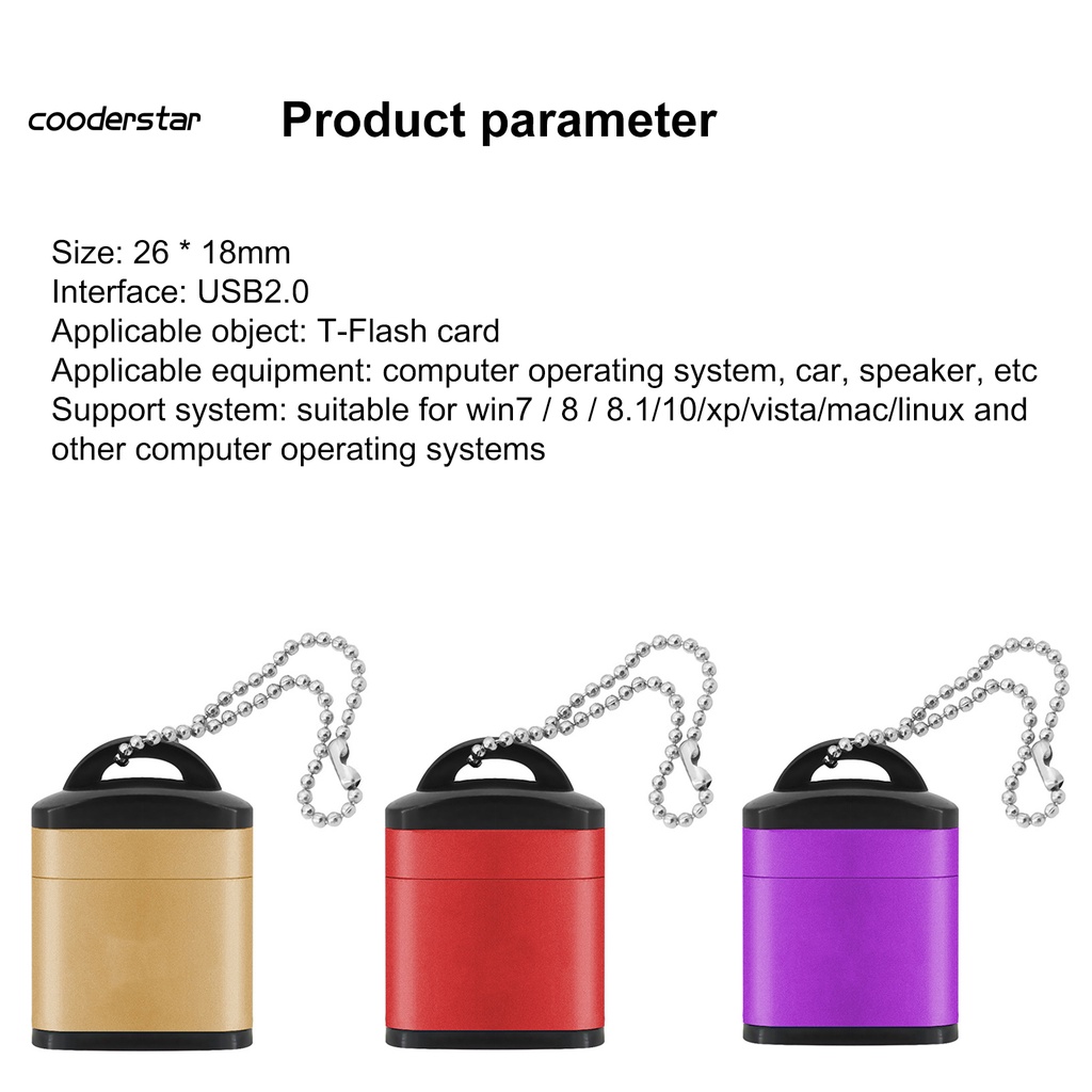 Đầu đọc thẻ nhớ mini Micro-SD TF tiện dụng cho điện thoại/máy tính