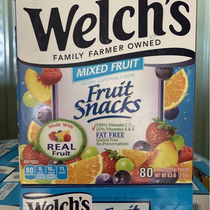 Thùng 2KG Kẹo dẻo trái cây Welch’s Mixed Fruit (80 bịch) - Date T9/2022
