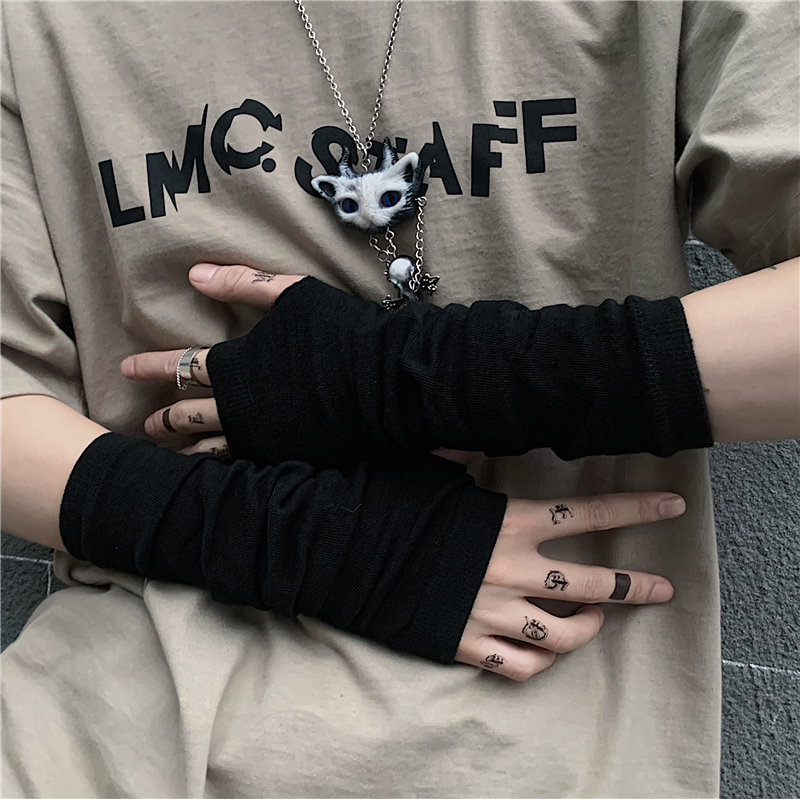 Găng tay ninja hở ngón 195600 màu tối phong cách harajuku đường phố cá tính cho nam và nữ