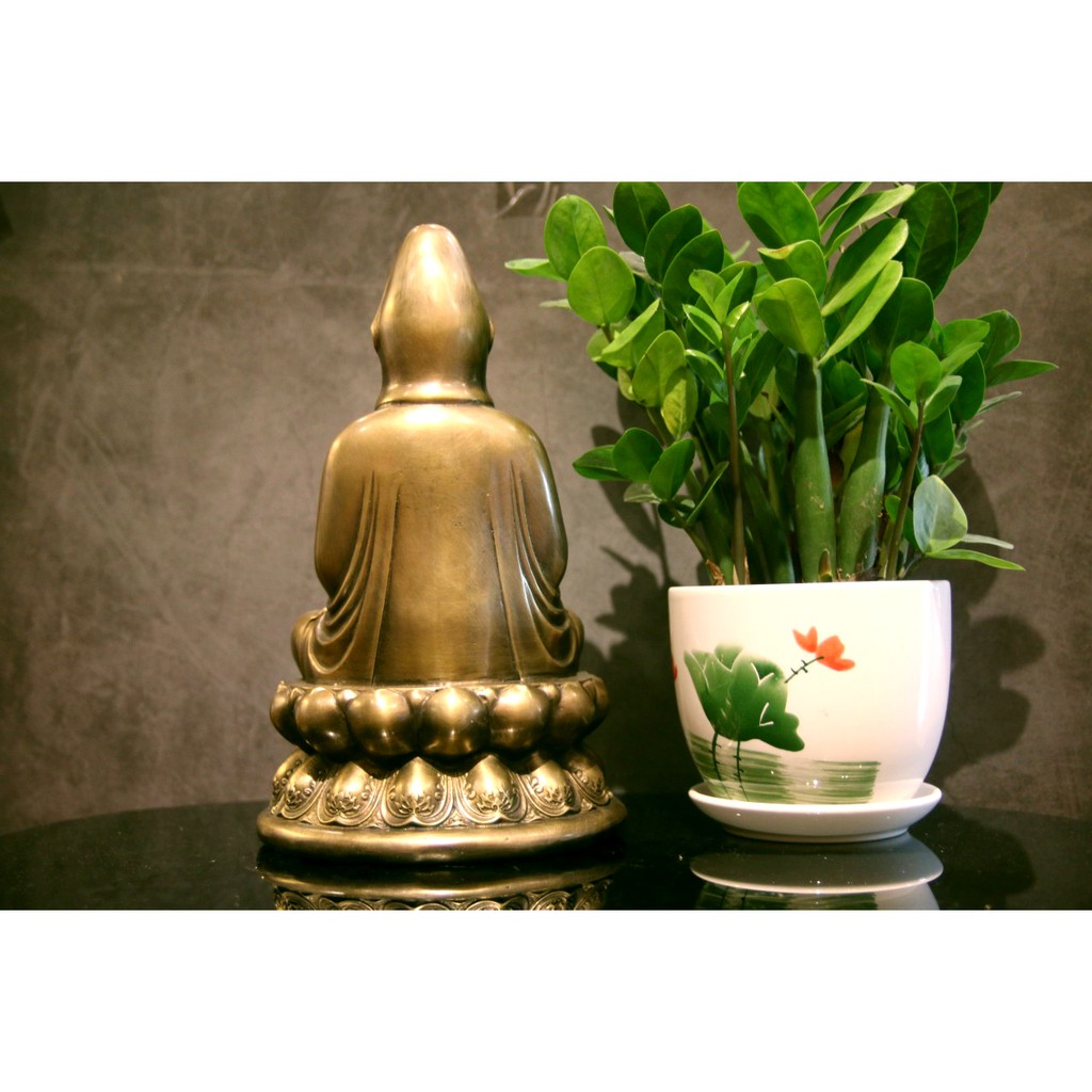 Tượng Phật Quan Âm Bồ Tát ngồi cao 30cm Đồng thau đúc thủ công