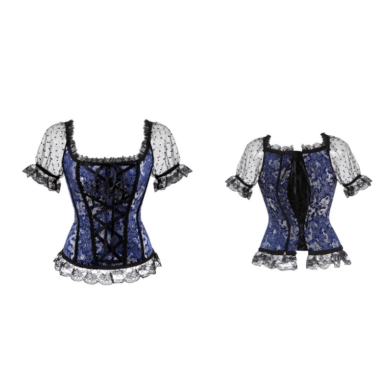 Áo Lưới Hoa Ngắn Tay Phong Cách Vintage Gợi Cảm Cho Nữ