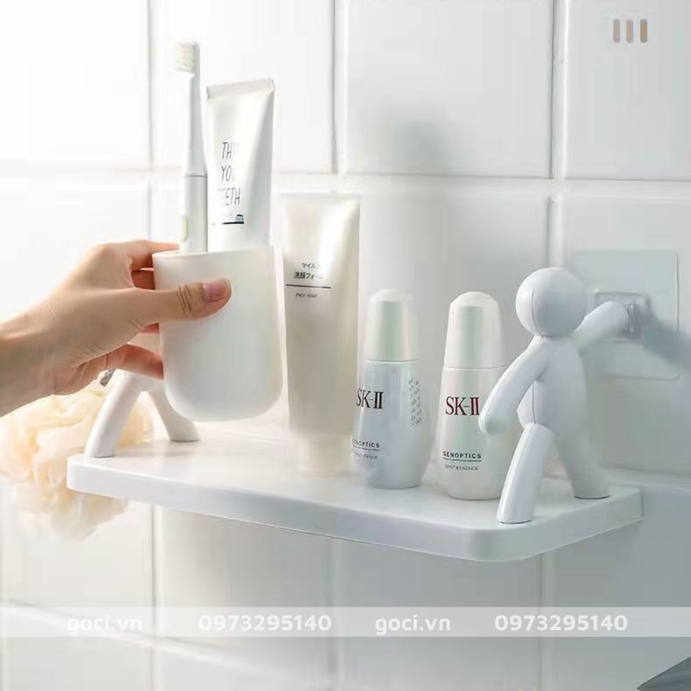 Kệ dán tường để đồ nhà tắm nhà bếp đa năng hình người độc đáo siêu dính tiện lợi