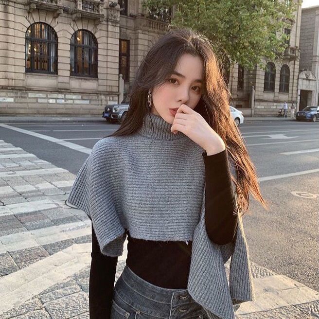 áo sweater cổ cao thiết kế đơn giản thời trang phong cách Hàn Quốc