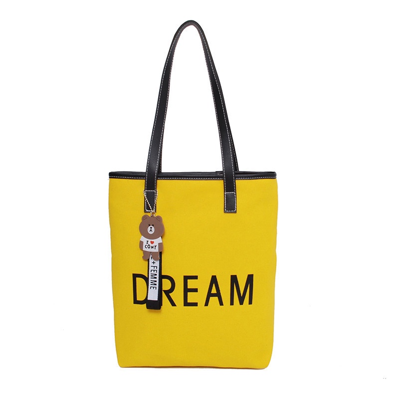 Túi xách IELGY đeo vai bằng vải canvas sức chứa lớn thời trang hàn quốc dành cho nữ