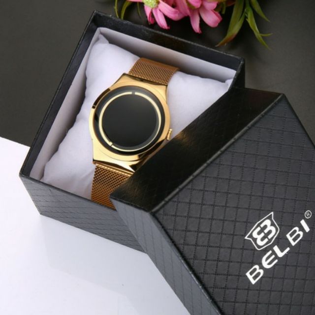 ( Thanh lý 439 --&gt;339k) Đồng hồ nam BELBI 5888 mặt đá đen Fullbox chính hãng