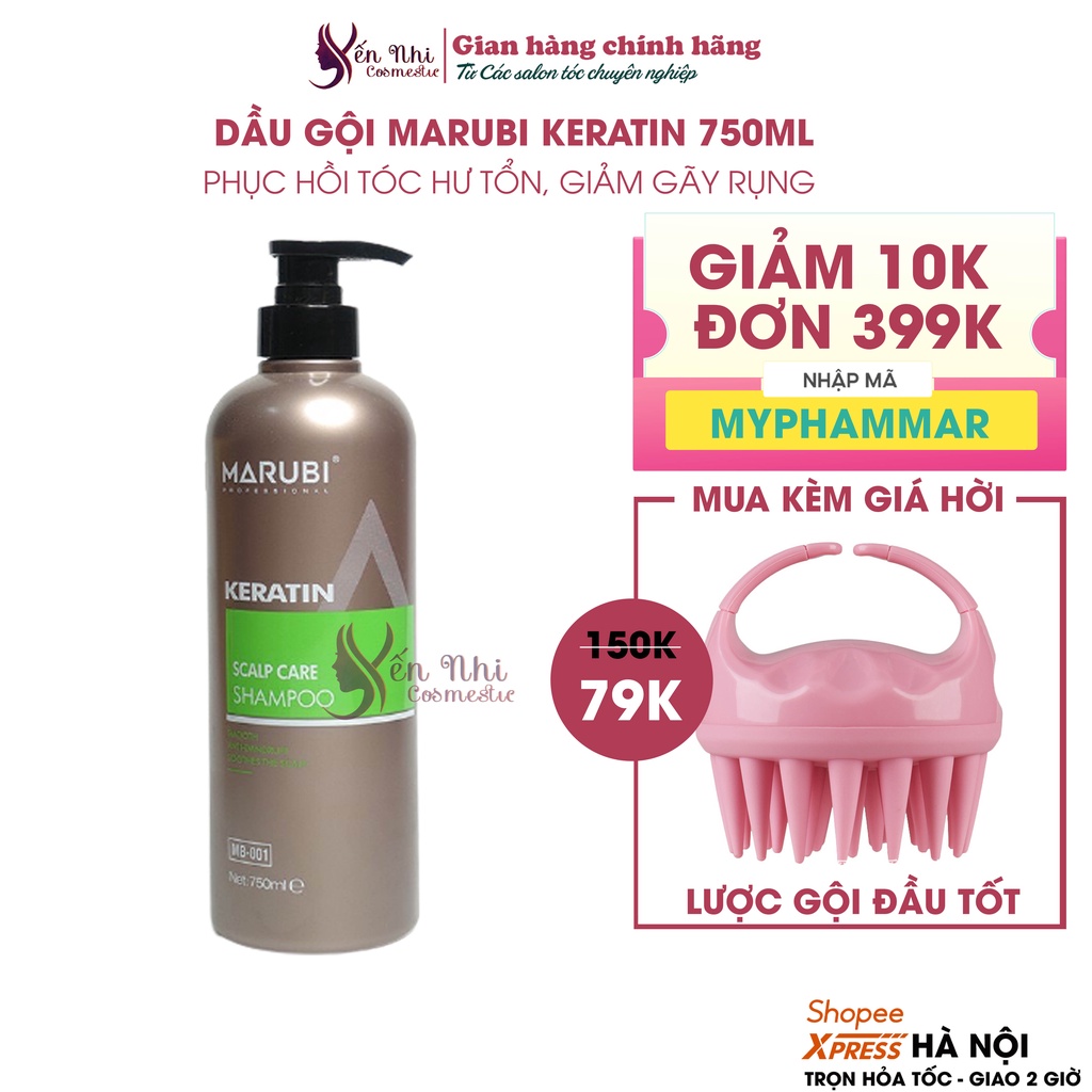 Lẻ Dầu gội đầu keratin Marubi cặp dầu gội xả phục hồi hư tổn giảm rụng tóc 750ml chính hãng, Mỹ phẩm tóc yến nhi