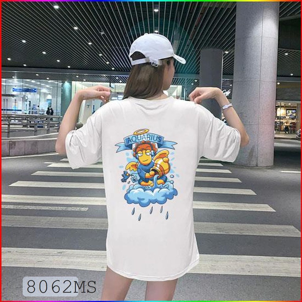 ÁO THUN UNISEX BẢO BÌNH Aquarius 12 CUNG HOÀNG ĐẠO AOMI 8062MS TAY NGẮN TAY LỠ NAM NỮ CHẤT VẢI LOẠI MỘT