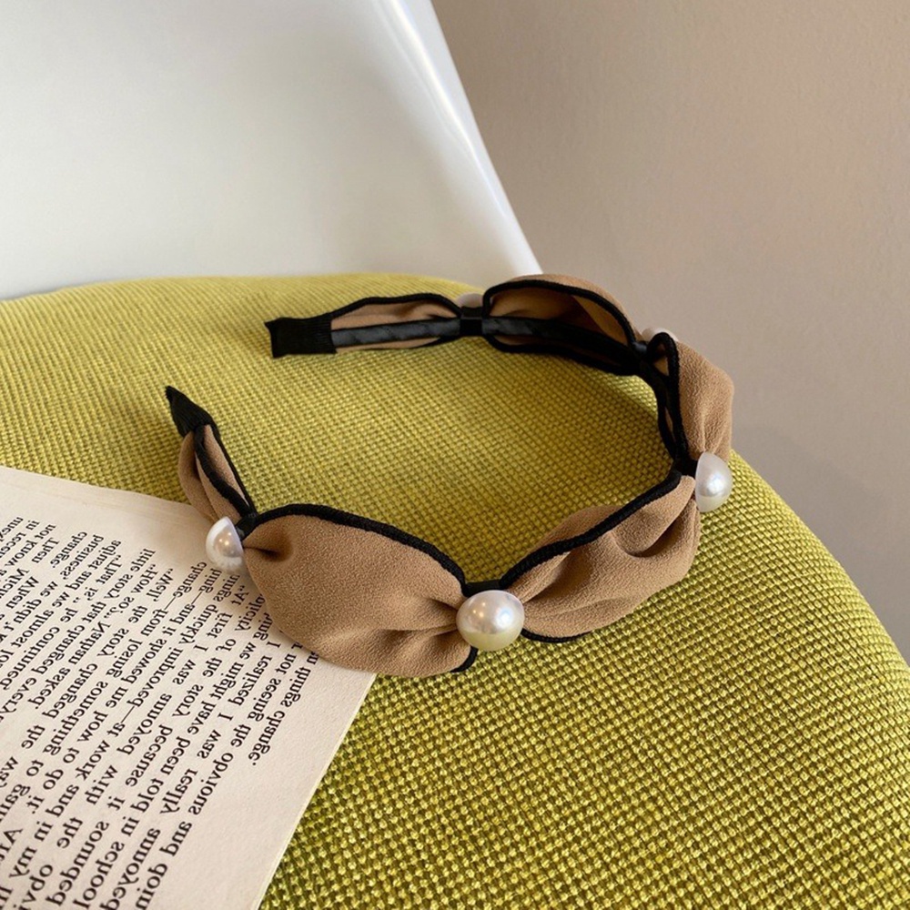 Băng Đô Cài Tóc Bản Rộng Đính Ngọc Trai Đơn Giản Phong Cách Retro Pháp Thời Trang Cho Nữ