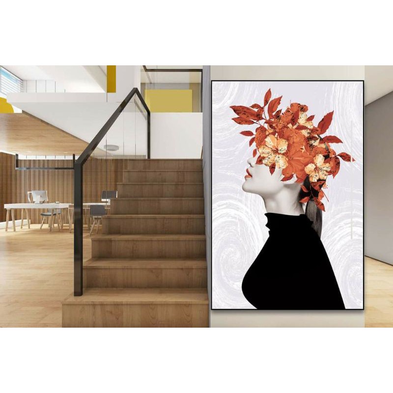 tranh canvas cô gái 60x90 kèm khung