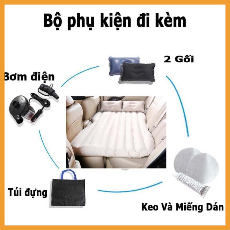 Nệm hơi ô tô - Đệm hơi cao cấp trên ô tô chất liệu vải nhung tặng kèm bơm điện và 2 gối - Vạn Dặm Bình An