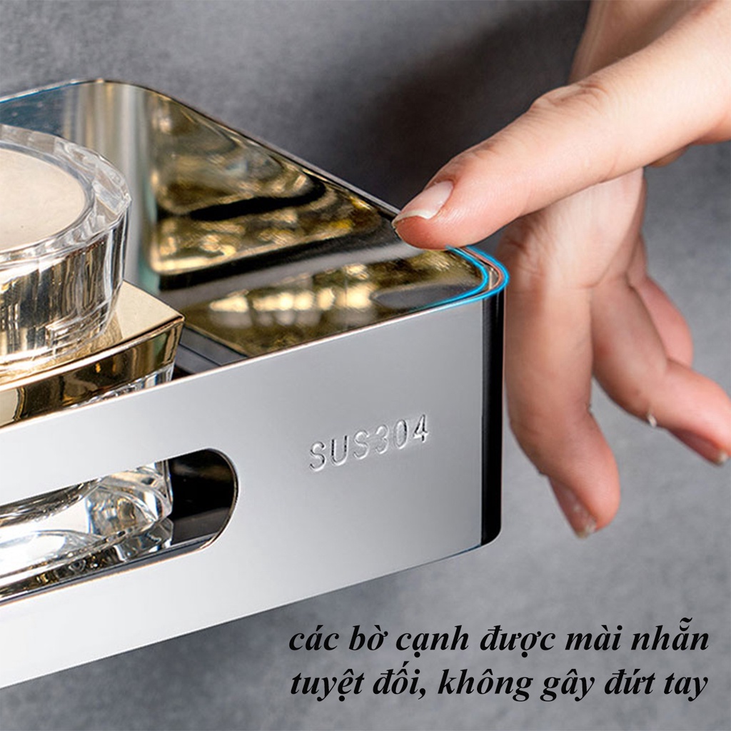 Kệ góc nhà tắm Inox 304 cao cấp AnShin chống gỉ sét - gắn tường bằng bắt vít hoặc dán keo