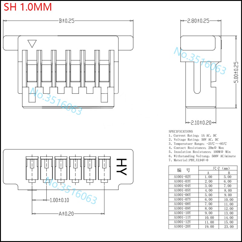 Set 10 đầu nối ổ cắm 1.0 1.25 1.5 2.0 2.54 SH/JST/ZH/PH/XH 1.0MM 1.25MM 1.5MM 2.0MM 2.54MM với dây 2/3/4/5/6/7/8/Pin