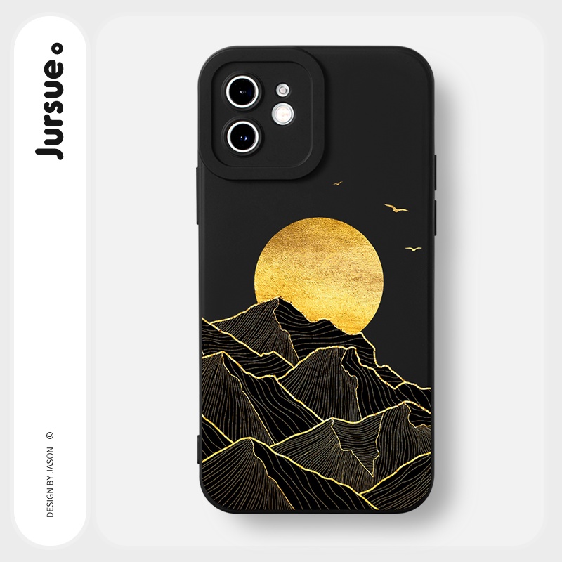 Ốp lưng JURSUE mềm chống bẩn hình độc lạ đen Cho iPhone 14 13 12 11 Pro Max SE 2020 X XR XS 8 7 ip 6S 6 Plus Y2336
