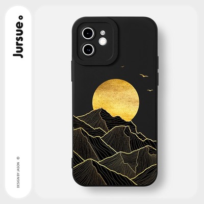Ốp lưng JURSUE mềm chống bẩn hình độc lạ đen Cho iPhone 17 16 15 14 13 12 11 Pro Max SE 2020 X XR XS ip 8 7 Plus Y2336