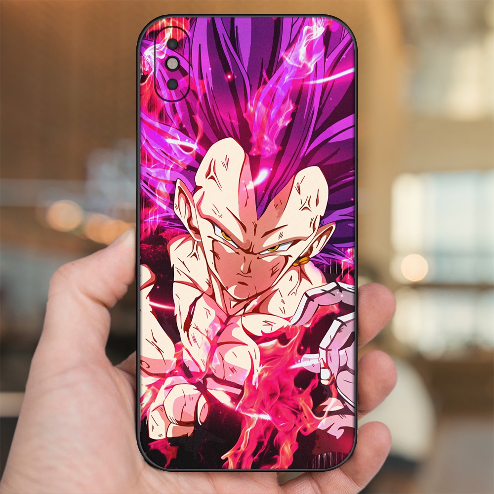 Ốp lưng iPhone Xs Max dẻo đen cạnh vuông in hình Vegeta Dragon Ball