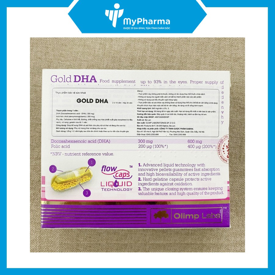 GOLD DHA - BỔ SUNG DHA VÀ ACID FOLIC CHO PHỤ NỮ CÓ THAI VÀ ĐANG CHO CON BÚ