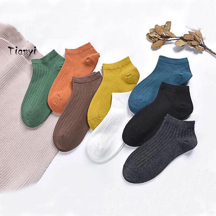 Tất cho bé 𝑭𝒓𝒆𝒆𝒔𝒉𝒊𝒑Lố 5 đôi TẤT Sắc màu CHO BÉ cổ ngắn chất cotton đẹp