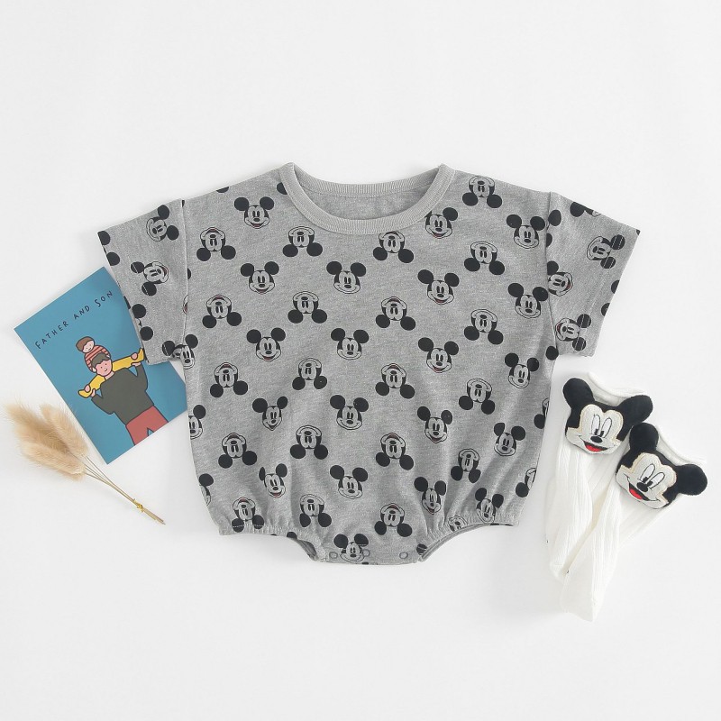 Áo liền quần họa tiết hoạt hình tay ngắn đáng yêu dành cho bé