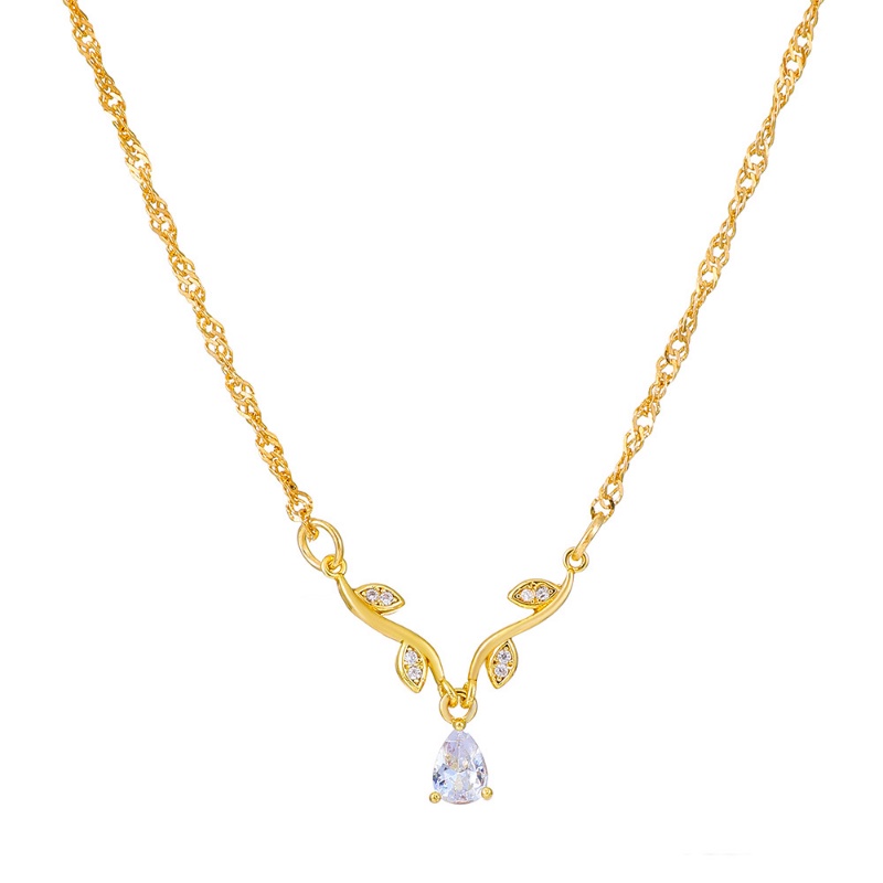 Vòng cổ Mặt Hình Giọt Nước Đính Đá Zircon Thời Trang Hàn Quốc Cho Nữ