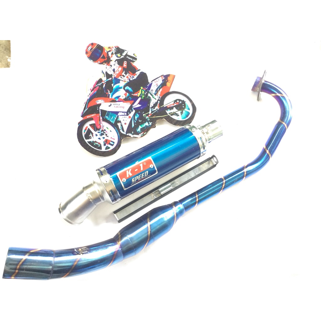 Pô K1 XANH full cổ bầu hơi titan gắn cho exciter, winer, sonic, raider fi, satria, gsx, cbr, fz, tfx, r15