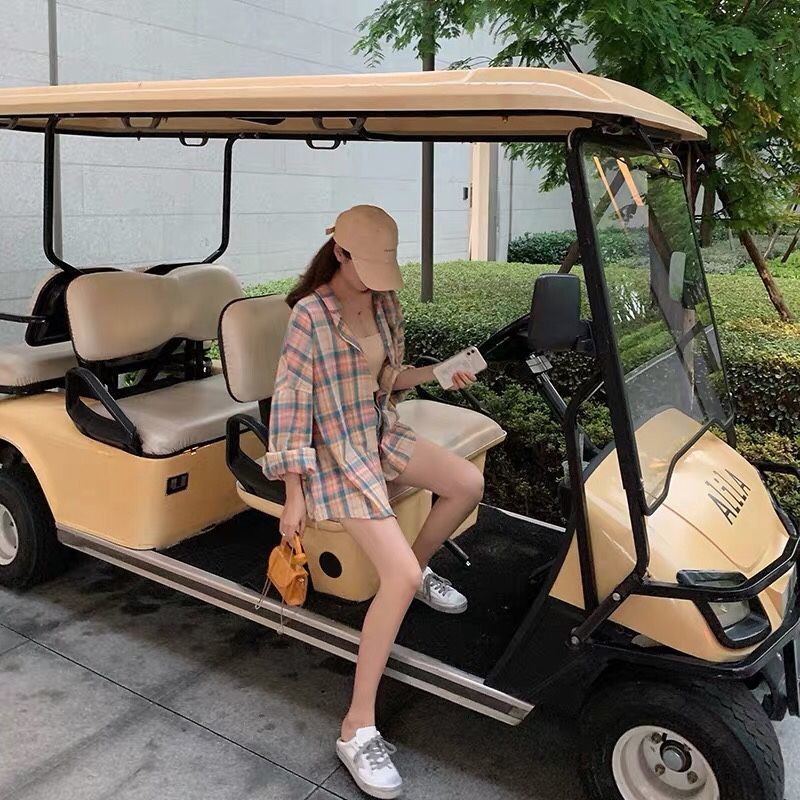 Áo Sơ Mi Tay Dài Dáng Rộng Họa Tiết Caro Màu Tương Phản Dễ Phối Đồ Thời Trang Phong Cách Hàn Quốc