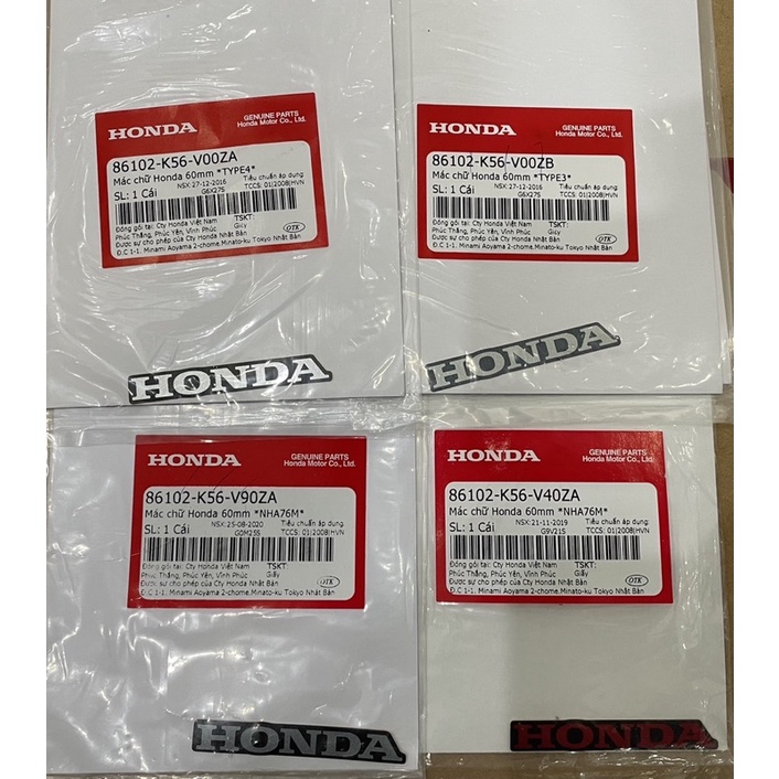 Tem chữ honda đỏ xám bạc 60mm chính hãng honda (giá 1 tem)
