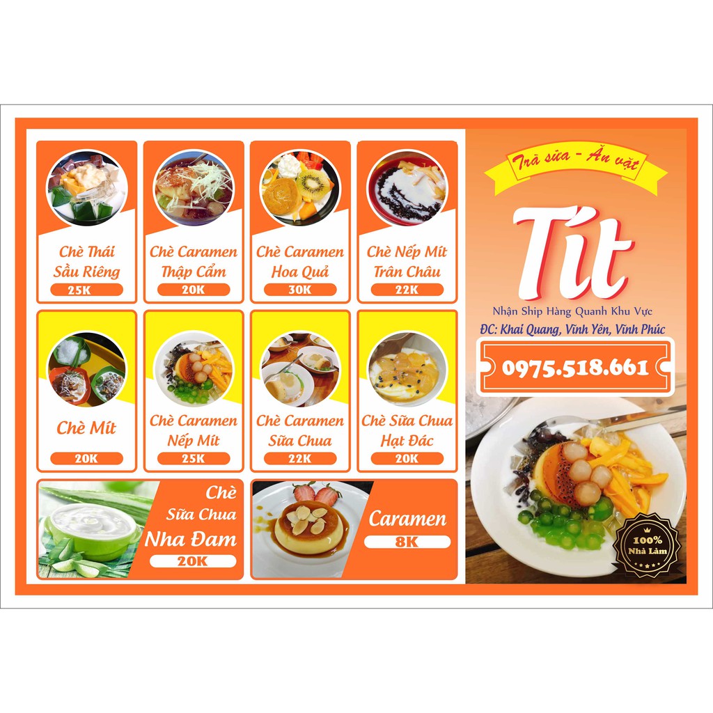 In Menu Giá Rẻ. Miễn Phí Thiết Kế