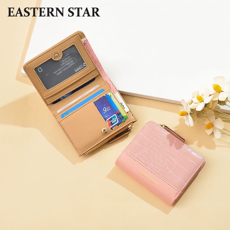 Ví cầm tay dáng ngắn Đẹp Thời Trang Mini  Nhỏ Gọn Gập Cao Cấp Da Bóp Đựng Tiền có khóa kéo và nhiều ngăn đựng phong cách cổ điển thời trang sang trọng cho nữ