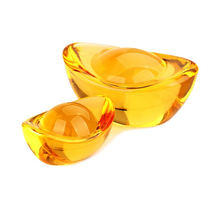 Thỏi vàng pha lê  phong thủy dài 8cm, tài lộc như ý & hóa giải vận xui