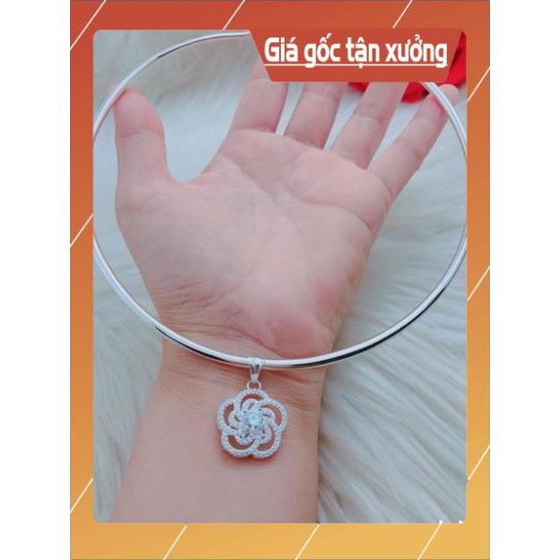 FREE SHIP Kiềng cổ nữ trơn sang trọng chuẩn bạc ta