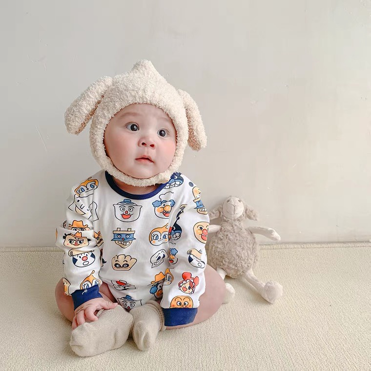 Mũ Lông Cừu Tai Thỏ Trùm Đầu Cho Bé Trai, Bé Gái 1-4Y Siêu Xinh, Chất Len Mềm Mịn Giữ Ấm Tốt