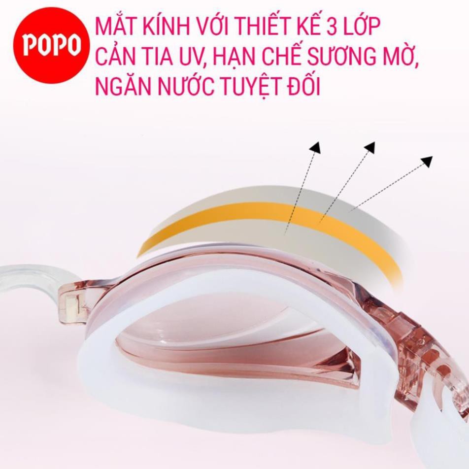 Kính bơi cận người lớn nam nữ trẻ em 5100 POPO kiếng bơi có độ cận thị từ 1.5 độ đến 8.0 độ chống UV