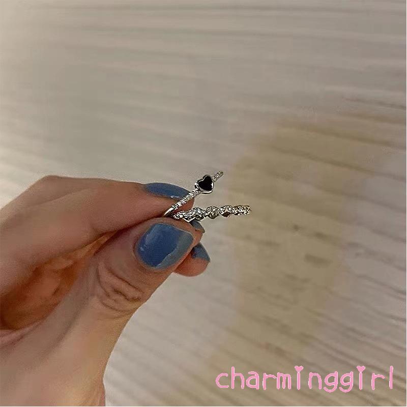 Nhẫn đính đá zircon màu đen thời trang cá tính