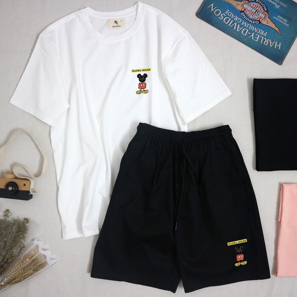 [UNISEX] Combo Áo Thun + Short Kaki Mickey Mouse