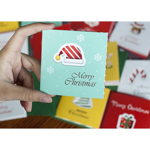 thiệp giáng sinh loại nhỏ 7x7cm thiệp ghi lời chúc dễ thương trang trí noel và quà giáng sinh