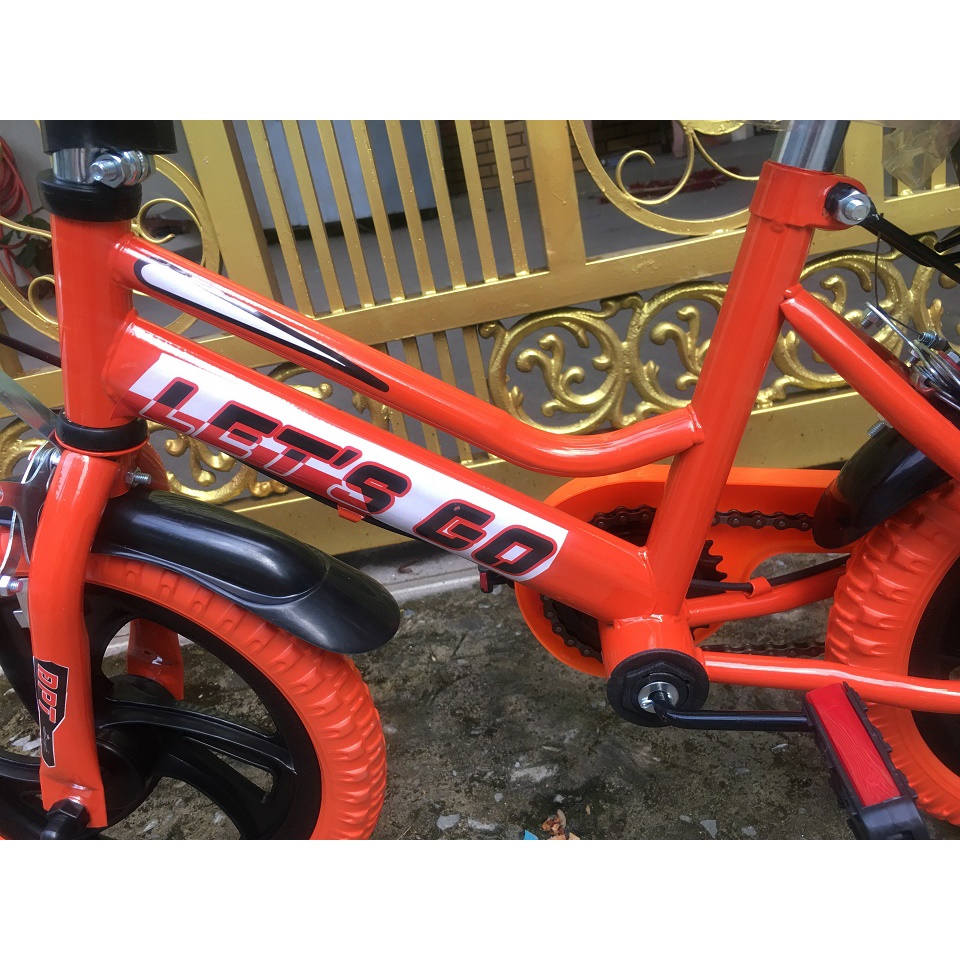 Xe đạp letgo cho bé 2-6 tuổi nhiều màu ráp sắn bánh 12 / 14 inch kèm chuông và 2 bánh phụ