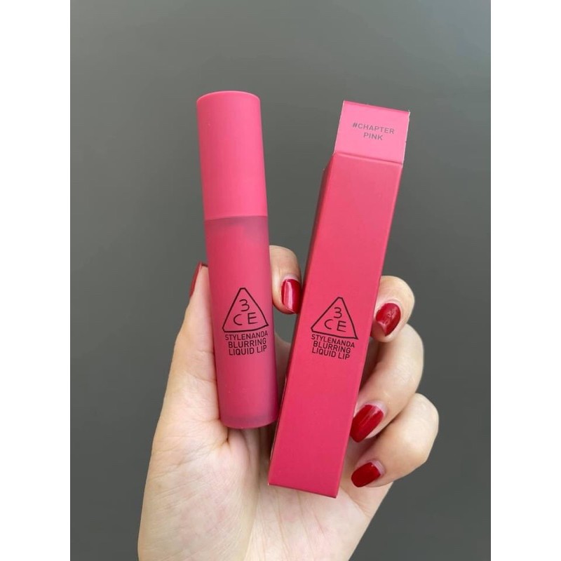 (CAM KẾT CHUẨN AUTH, TEM HIDDEN TAG) Son 3CE Blurring Liquid Lip Chapter Pink – Màu Hồng Khô