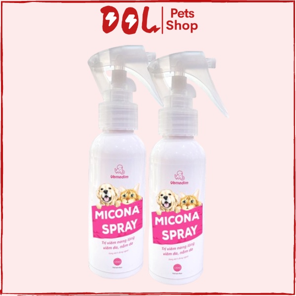 Chai xịt nấm da Micona Spray toàn thân thú cưng
